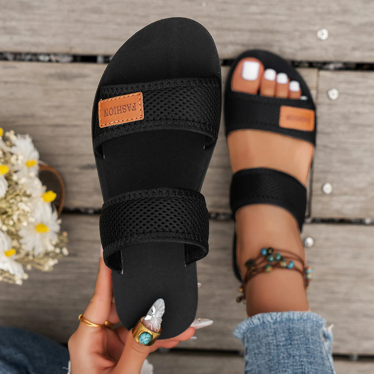 Everyday Comfort Slip-On Mesh Sandals